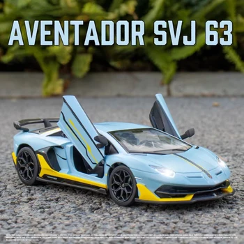 1:24 Aventado SVJ63 Sakausējuma Sporta Auto Modeli Lējumiem Skaņa Super Sacīkšu Celšanas Asti Karstā Automašīnas Ritenis Bērniem Dāvanas