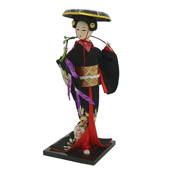12 collu Japāņu Geišas Lelle Valkājot Melnu Kimono Lelles Dāvanas Pieaugušajiem Kolekciju