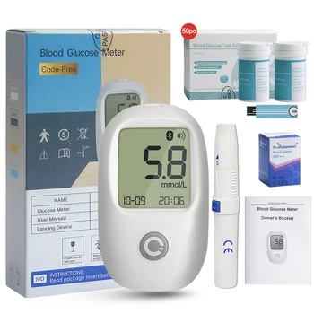 Asins Glikozes Monitoru Komplekts cukura Diabēta Testēšanas Komplektu ar Cukura līmeni Asinīs, Uzraudzīt Ierīces 50pc teststrēmeles,50 Lancets, Lancing Nav Kodēšana