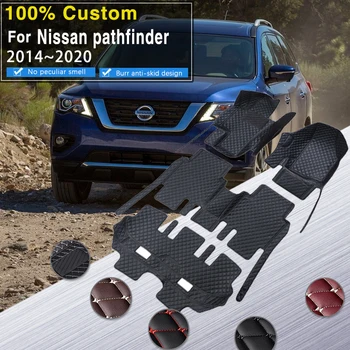Automašīnas Grīdas Paklāji Nissan Pathfinder R52 7seat 2014~2020 Auto Anti-netīrumi Pad ādas Mat Paklāji Pad Interjera Detaļas, Auto Piederumi