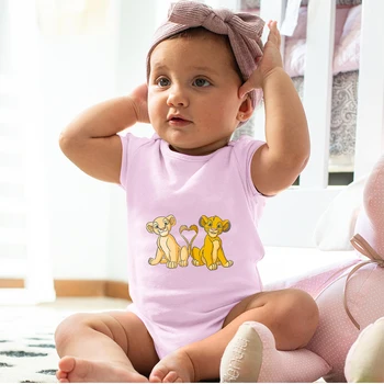 Bērniem Drēbes Smieklīgi Jaundzimušo Bērnu Romper Disneja Lion King Modelis Rozā Krāsā Ar Īsām Piedurknēm Zīdaiņu Bebe Zēns Meitene Īsām Piedurknēm Jumpsuit