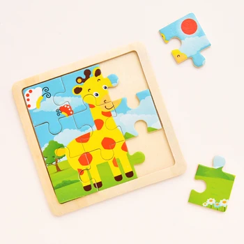 Bērnu Koka Montessori Puzzle Spēle, Koka Puzzle 3D Multiplikācijas filmu Dzīvnieku 3 Gadus Vecs Bērns Puzzle Bērnu Rotaļlietas, Mini Mīklas Bērniem