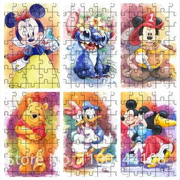 Disney Multiplikācijas filmu Varoņi Puzzle 35 Gab Mickey Mouse Minnie Dūriens Jigsaw Puzzle Kids Izglītojošās Rotaļlietas Diy Montāža Dāvanu