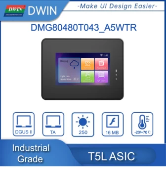 Dwin 4.3 Rūpniecības grade HMI touch panelis EV Lādētāju, RS232/485 interfeisu, ūdensizturīgs IP65,800*480/1024*600 IPS