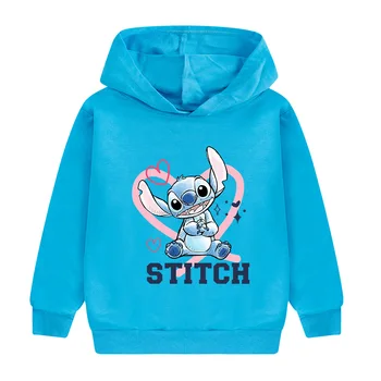 Lilo & Stitch Disney Hoodies Drēbes, Bērnu Modes Drukāt Pelēkā Vārna Mazulis, Zēns, Meitene, Spring&Autumn Kids Jaka Džemperis Zēnu Drēbes