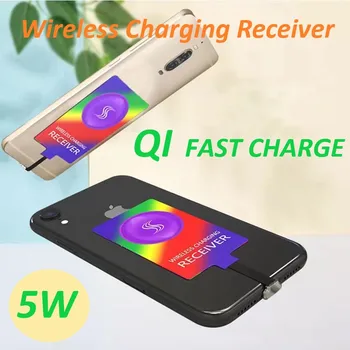 Qi 5W Ātru Bezvadu Lādēšanas Uztvērēju C Tips Micro USB iphone Universālā Bezvadu Lādētāji Samsung, Huawei Xiaomi Viens Plus