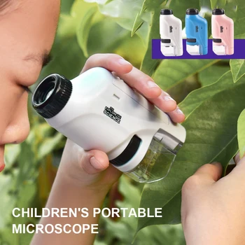 Rokas Mikroskopu Komplekts Lab 60-120x Kabatas Mikroskopu, baterijām Darbināmi Rokas Mini Mikroskops Ar LED Gaismas Portatīvie Microscop
