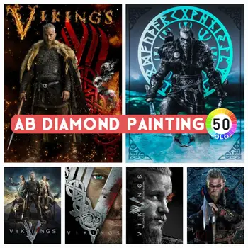 Seriāls Vikingi Raksturs Ragnar AB DIY Dimanta Gleznu Izšūšana Kvadrātveida, Apaļas Cross Stitch Rhinestones Mozaīkas Mājas Dekoru