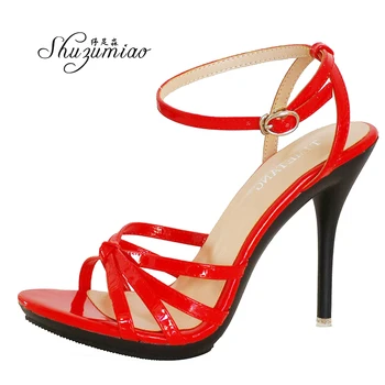 Shuzumiao Sieviešu Sandales, Čības Populārs Modes Sieviešu Mūļu sexy Sieviešu Kurpes sarkanas augstpapēžu kurpes 11cm Tupele, Īleni, Čības