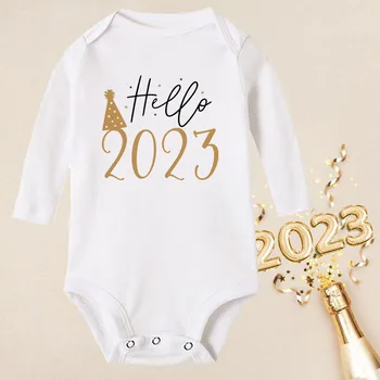 Sveiki 2023. gadam Jaundzimušo Bērnu Kombinezonus ar garām Piedurknēm Zīdaiņu Jumpsuit Tas ir Mans Pirmais Jaunā Gada Baby Zēni, Meitenes, Jaunais Gads Ropa Drēbes
