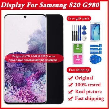 Sākotnējā G980F/DS LCD Samsung Galaxy S20 Displejs Ar Rāmi G981B G981U G981W Touch Screen 6.2