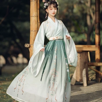 Ķīniešu Stilā Hanfu Kleita Sievietēm Tradicionālo Elegantu Ziedu Izšuvumu Princese Kleitas Austrumu Pasaku Cosplay Skatuves Deju Tērpu